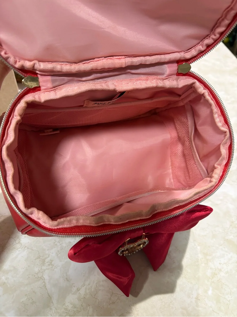Juicy Couture Red Bow-Accent Women's Handbag with Heart Charm